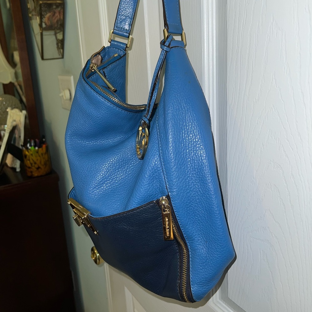 Vintage Michael Kors Hamilton Blue Leather Hobo Bag - Picture 4 of 15